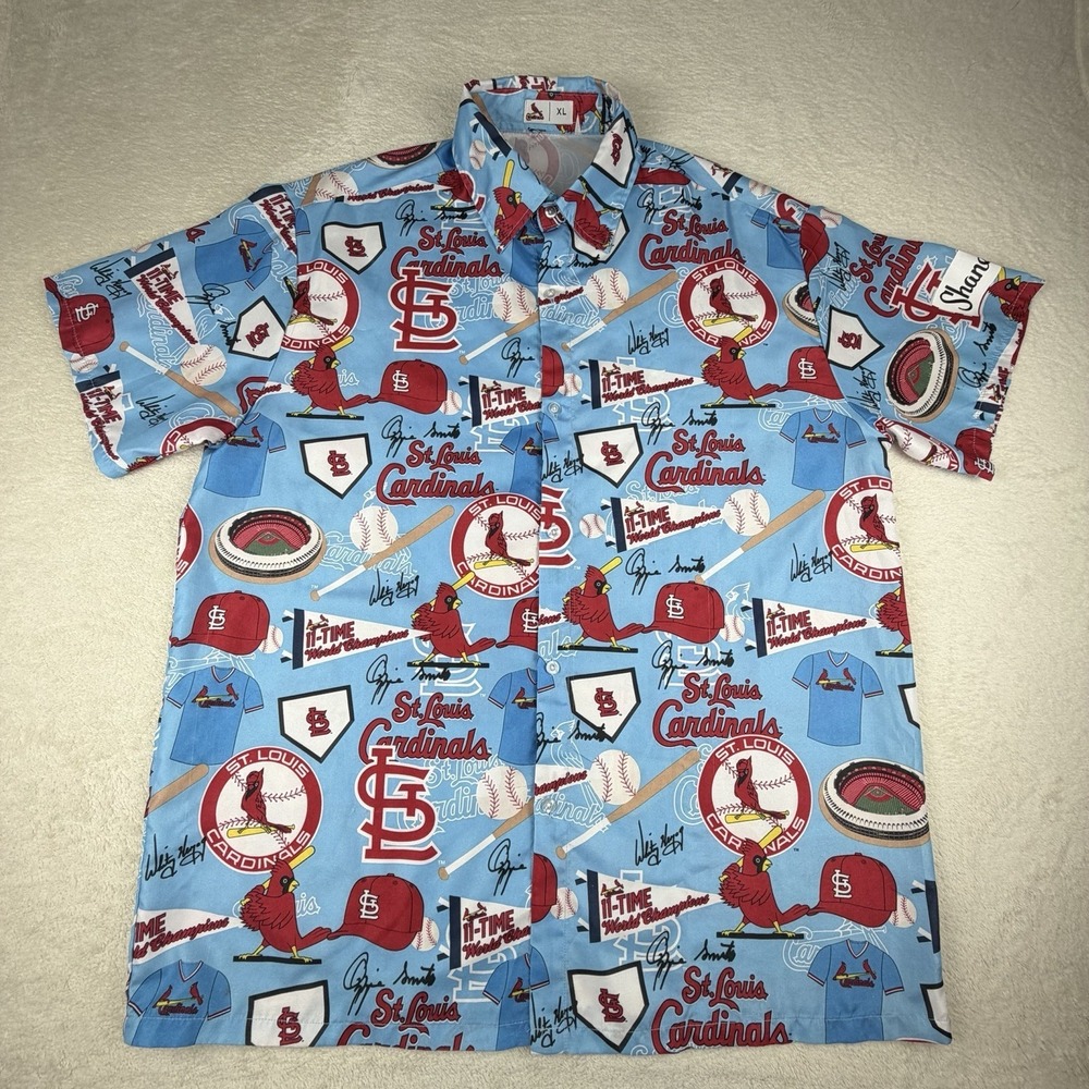 St.Louis Cardinals Graphic Hawaiian Shirt MLB Shane Co.‎ Size XL -EXCELLENT